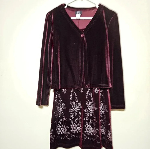 Vintage Y2K Maurices ENT Entrancy Velour Velvet Dress / Cardigan Size Medium - Picture 5 of 13